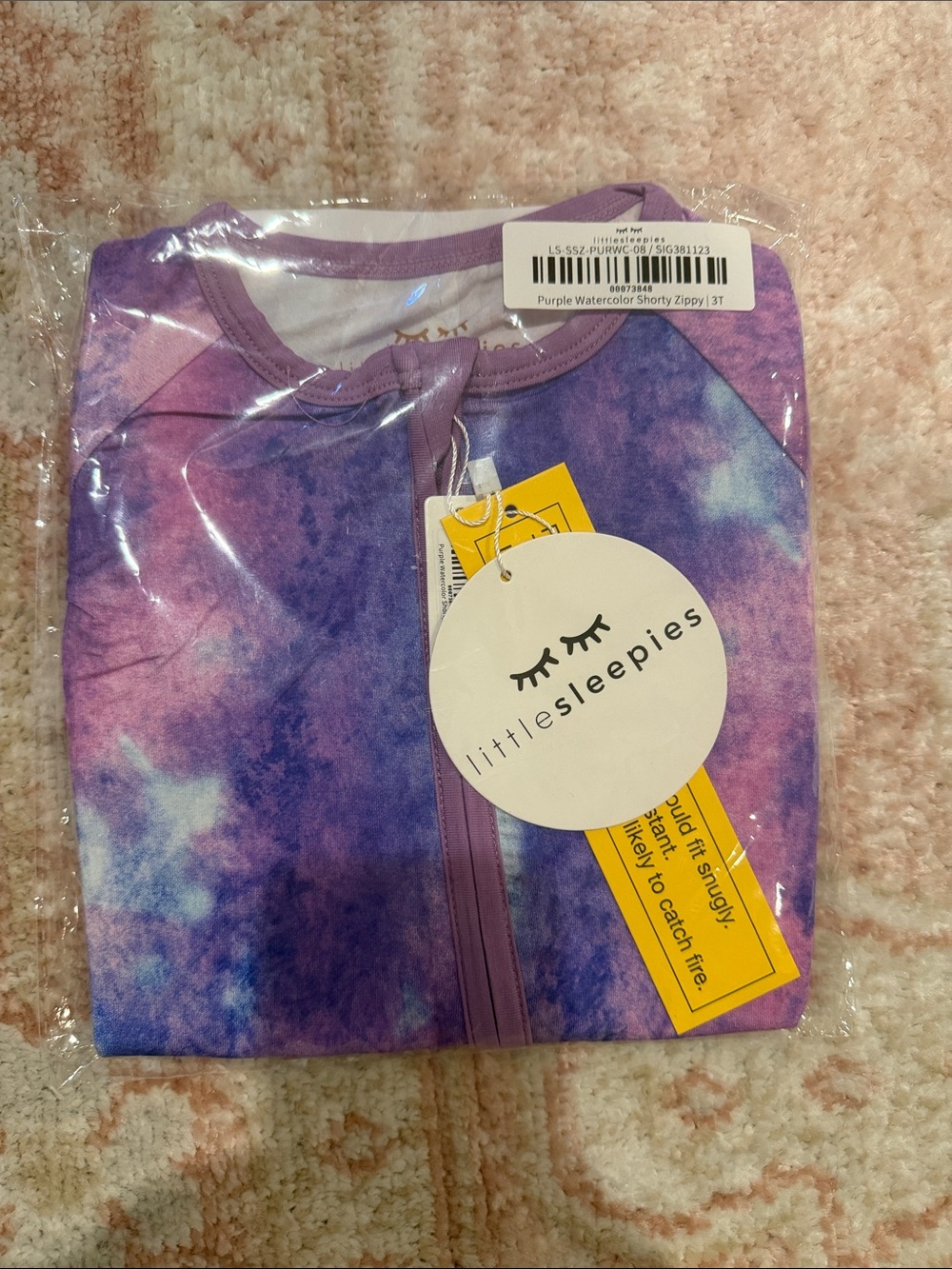 NWT Little Sleepies Purple & Pink Watercolor Zip-Up Hoodie